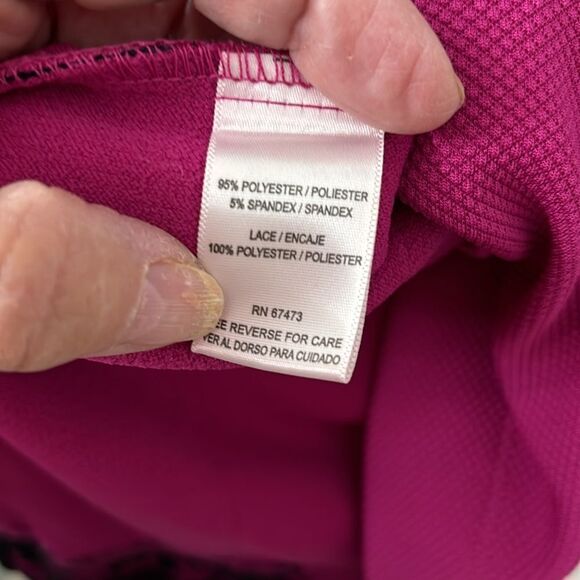 Danny and Nicole size 20 W sleeveless fuchsia with black lace dress - Picture 4 of 9